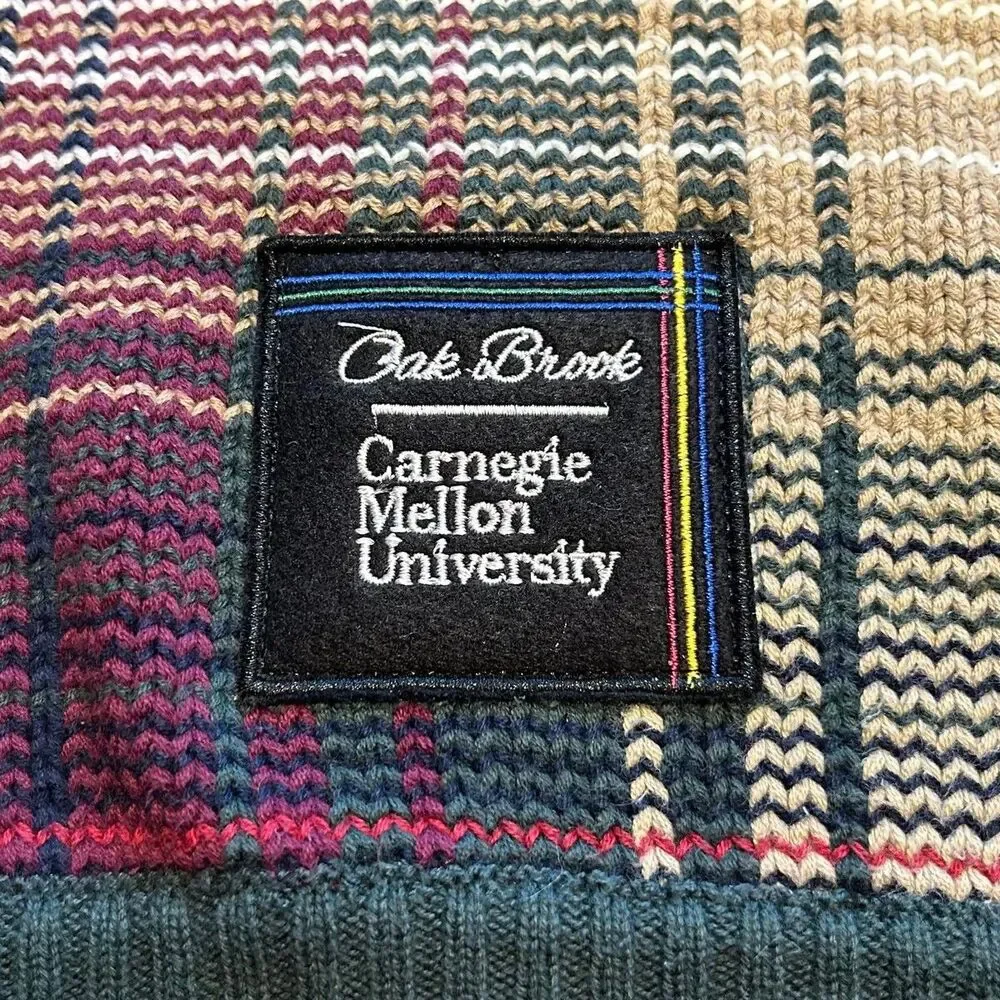 Oak Brook x Carnegie Mellon University Upcycled Tartan Plaid Sweater Size Medium